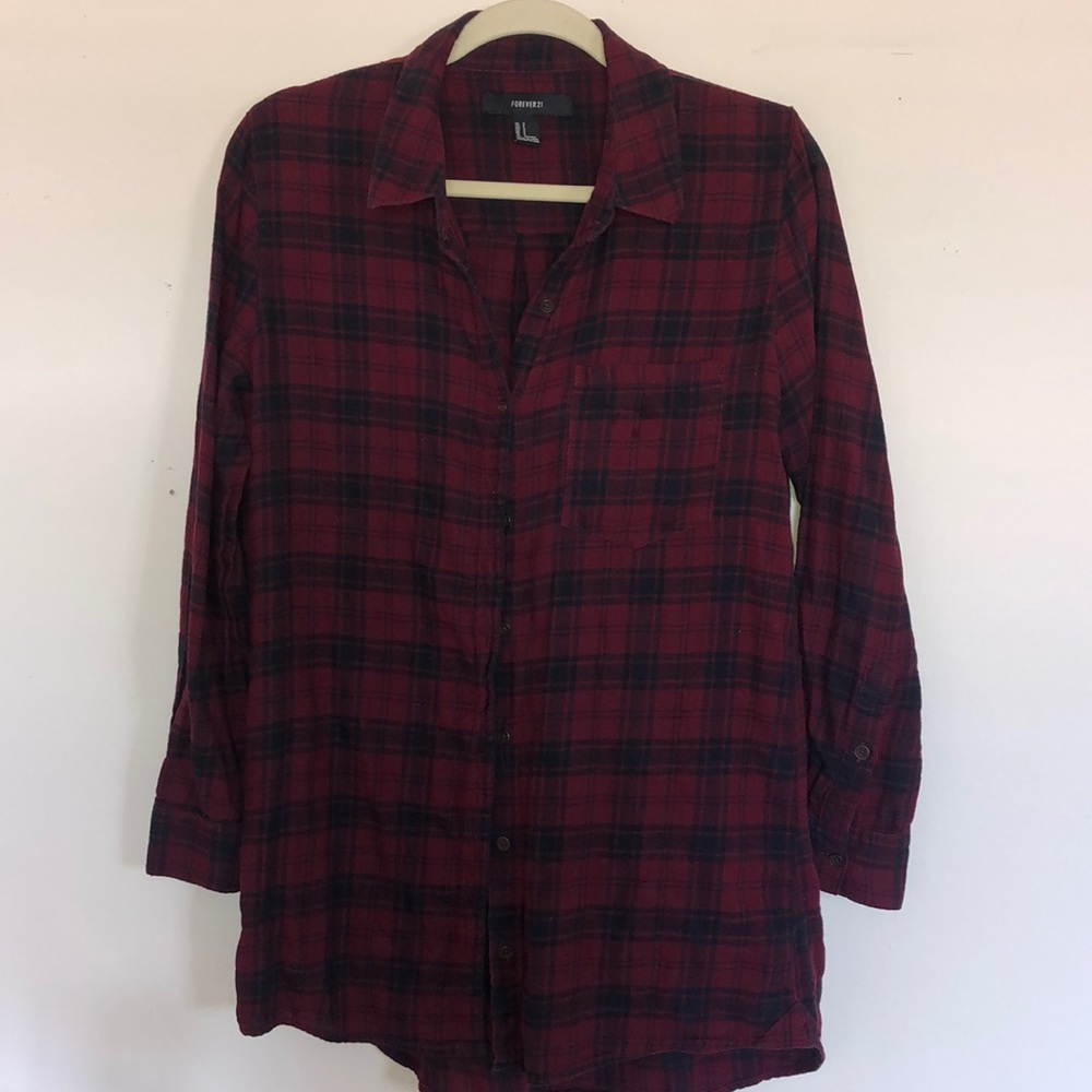 Maroon & Black Plaid Button-Down Shirt